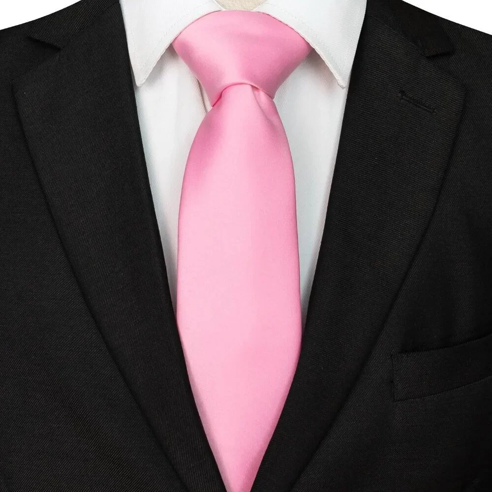Men's Pink Solid Pure Color Imported Polyester Formal Neck Ties